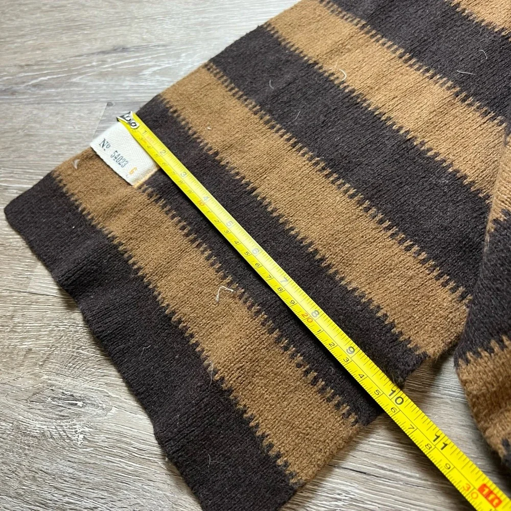 Gap Scarf Unisex OS Brown Tan Striped Cotton Lambswool Knit Winter Neckwear